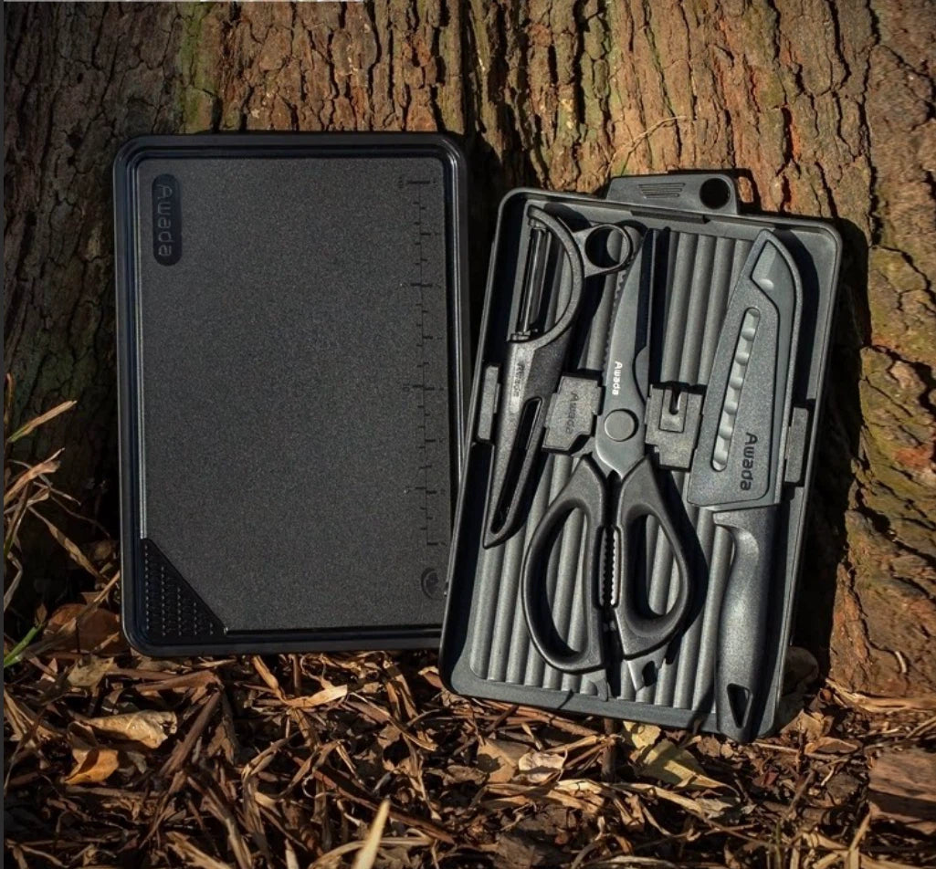 BetterEV Camping 3-Piece Multifunction Kitchen Cutting Set Portable Storage Case Cutting Board