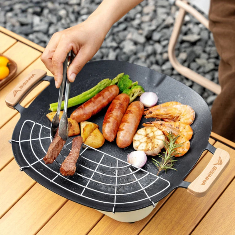 BetterEV Camping Portable Aluminum Alloy Non-Stick Camping Grill Pan Outdoor Picnic Cookware