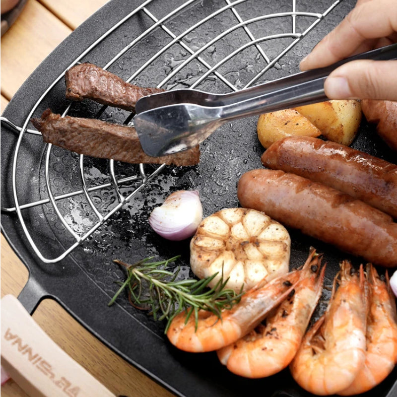 BetterEV Camping Portable Aluminum Alloy Non-Stick Camping Grill Pan Outdoor Picnic Cookware