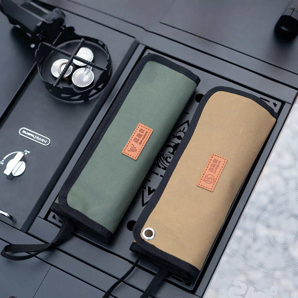 BetterEV Camping Camping Cutlery Set Portable Stainless Steel Waterproof Roll Organizer